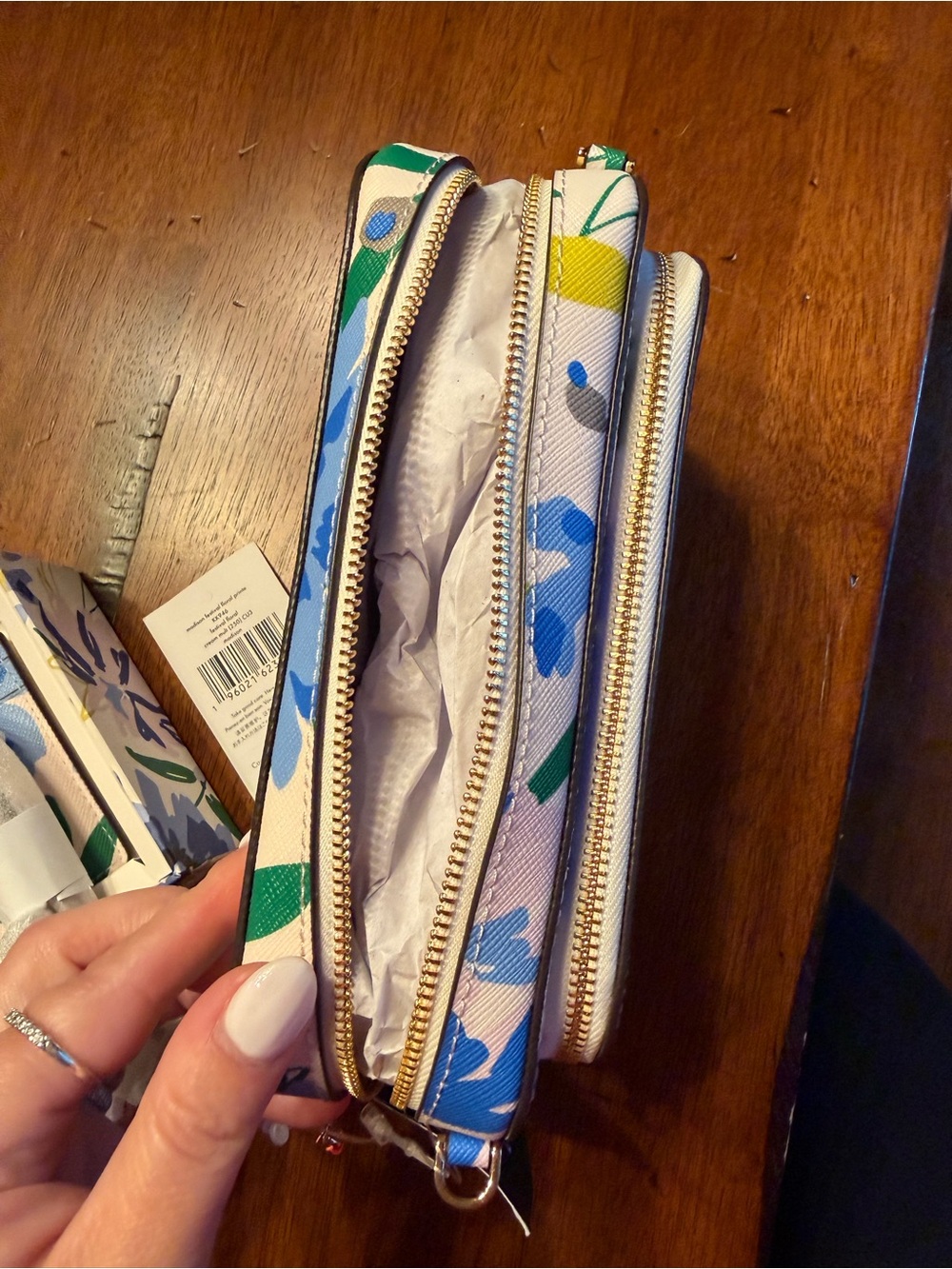 kate spade NEW Pink Canvas Floral Crossbody Bag & Cardholder - Blue Floral $358 - Picture 4 of 14
